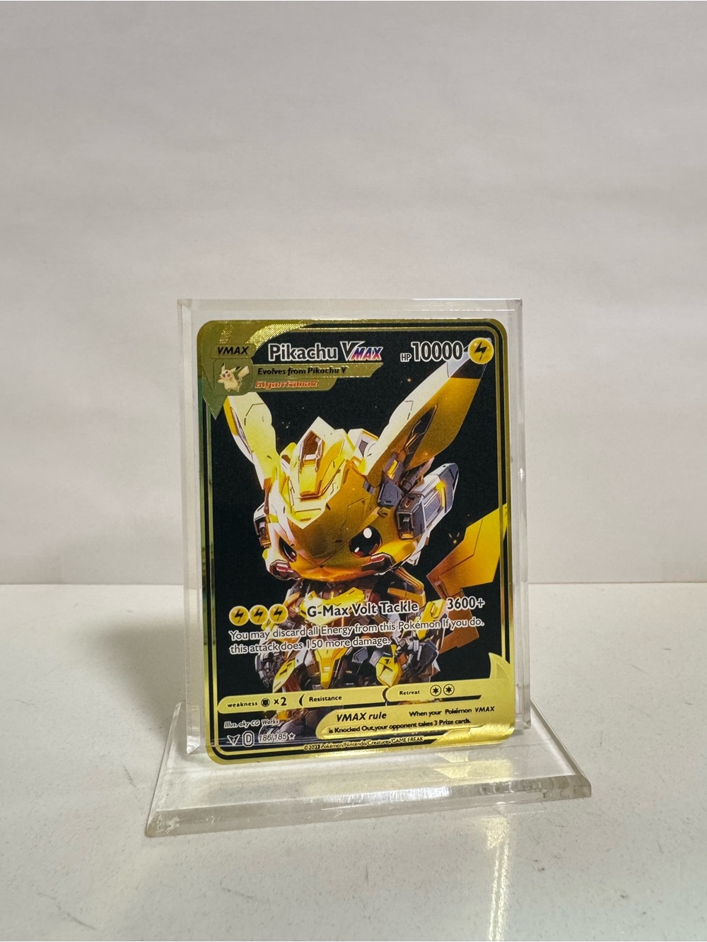 Pokemon Pikachu VMAX  METAL GOLD CARD  - Gift/Display Fan Art -